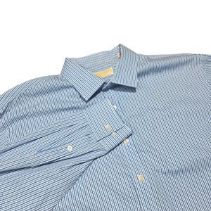 Michael Michael Kors Men Dress Shirt 18 1/2 34/35 Blue Gingham Check Long Sleeve